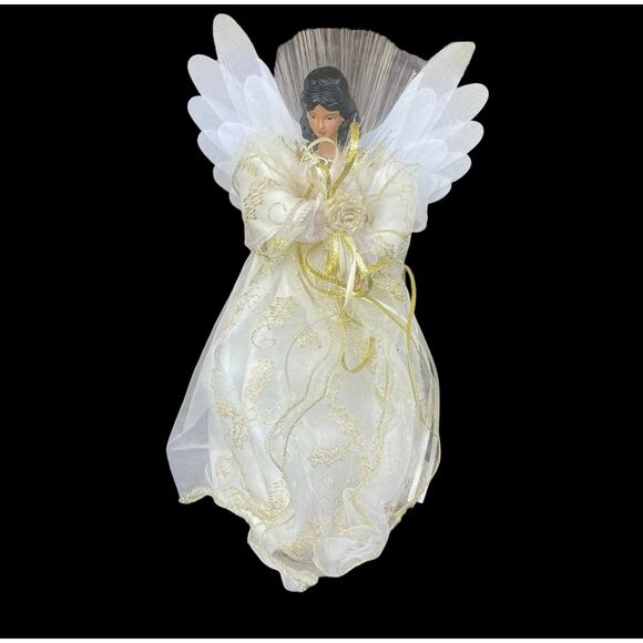 Fiber Optic Angel Christmas Tree Topper Colorful LED Lights Plays Silent Night - Picture 3 of 12